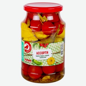 Ассорти овощное АШАН Красная птица мариновинованное с патиссонами, 900 г