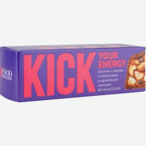 Батончик Kick Your energy с изюмом и черносливом в карамельном шоколаде, 45 г