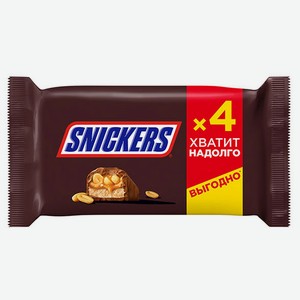 Батончик шоколадный Snickers с карамелью арахисом и нугой, 4x40 г
