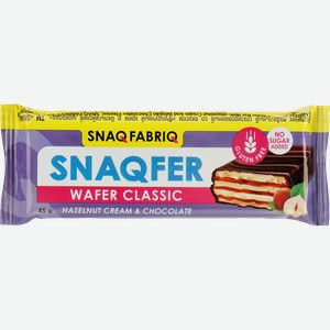 Батончик вафельный SNAQ FABRIQ со вкусом фундучный крем и бельгийский шоколад, глазированный, 45г