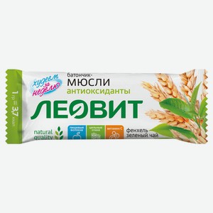 Батончик злаковый «ЛЕОВИТ» мюсли фенхель и зеленый чай, 30 г