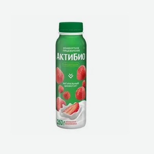Биойогурт АКТИБИО питьевой клубника-земляника 1,5% без змж 260гр