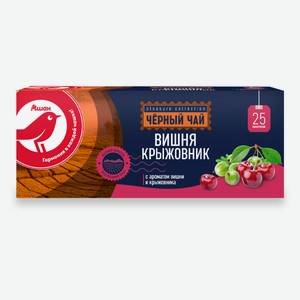 Чай черный АШАН Красная птица со вкусом вишни и крыжовника, 25х2 г