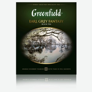 Чай черный Greenfield Earl Grey Fantasy с ароматом бергамота в пакетиках, 100х2 г