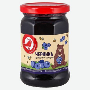 Черника протертая АШАН Красная птица с сахаром, 350 г