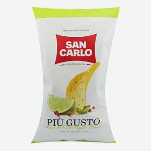 Чипсы картофельные San Carlo Piu Gusto Лайм и розовый перец 150 г