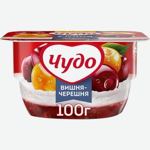 Десерт творожный ЧУДО Творожок взбитый 2 слоя Вишня-Черешня 4% без змж, Россия, 100 г