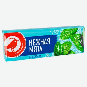 Жевательная резинка АШАН Красная птица без сахара Нежная мята, 13,2 г