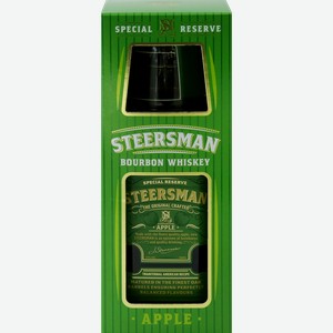 Коктейль напиток висковый STEERSMAN Apple 35% + бокал, п/у, 0.7л