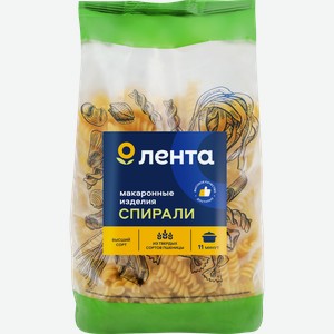 Макароны ЛЕНТА Спирали группа А, высший сорт, 450г