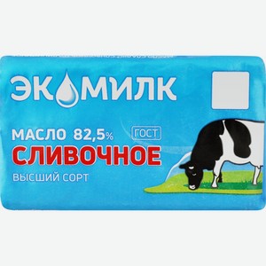 Масло сливочное ЭКОМИЛК в/с 82,5% фольга без змж, Россия, 180 г