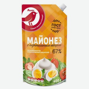 Майонез АШАН Красная птица на перепелином яйце 67% 400 г