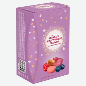 Миндаль АШАН Красная птица в йогуртовой глазури с малиной и черникой, 120 г