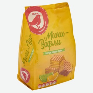 Мини-вафли АШАН Красная птица со вкусом лимон-лайм, 125 г