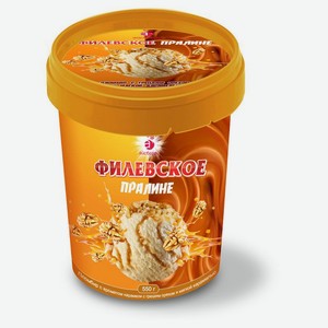 Мороженое пломбир Филевское пралине с грецким орехом и мягкой карамелью 550 г