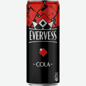 Напиток безалкогольный EVERVESS Кола с/газ ж/б, Россия, 0.33 L