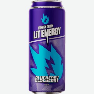 Напиток энергетический LIT ENERGY Blueberry со вкусом черники газированный, 0.45л