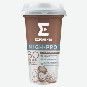 Напиток кисломолочный Exponenta High-Pro кокос-миндаль без сахара 0% БЗМЖ, 250 мл