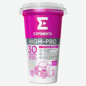 Напиток кисломолочный Exponenta High-Pro малина-банан без сахара 0% БЗМЖ, 250 мл