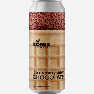 Напиток пивной KONIX BREWERY ICE CREAM PORTER CHOCOLATE нефил. пастер. осв. алк.7,0% ж/б, Россия, 0.45 L