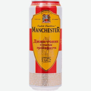 Напиток слабоалкогольный MANCHESTER Джин-тоник с соком грейпфрута, 7,2%, ж/б, 0.45л