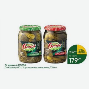 Огурчики 6 СОТОК Домашние, 680 г