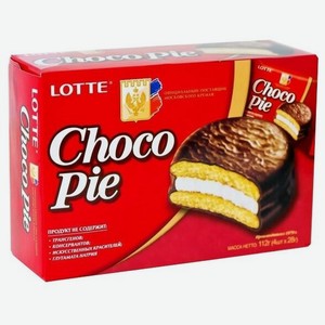Пирожное Choco Pie Lotte печенье в глазури, 12 шт., 112 г