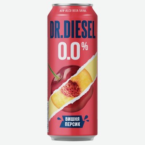 Пивной напиток Doctor Diesel вишня и персик безалкогольный, 430 мл