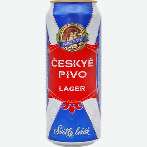 Пиво светлое CESKYE PIVO Lager фильтрованное пастеризованное 4,6%, ж/б, 0.5л