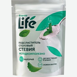 Подсластитель ЛЕНТА LIFE Столовый со стевией, Россия, 150 г