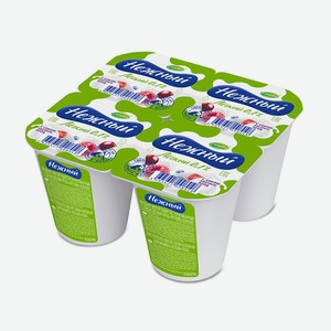 Продукт йогуртный НЕЖНЫЙ легкий с соком лесных ягод; банана и клубники; банана; персика; клубники 0,1% 95гр
