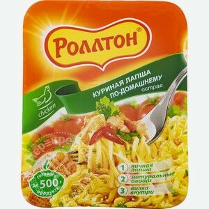 Роллтон Лапша яичная куриная с острым перцем по-домашнему 90 г