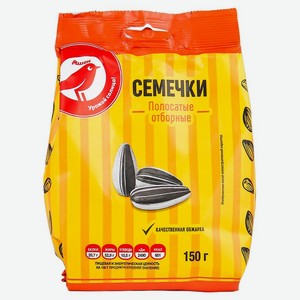 Семечки полосатые АШАН Красная птица жареные, 150 г