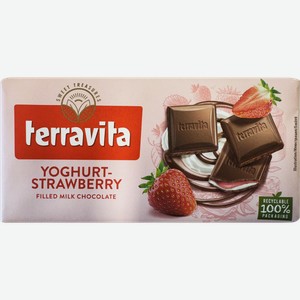Шоколад молочный ТЕРРАВИТА с йогуртово-клубничной начинкой, 100г