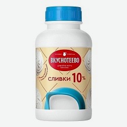 Сливки Вкуснотеево питьевые ультрапастеризованные 10% 450 г