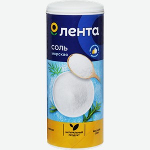 Соль морская ЛЕНТА поваренная пищевая садочная, экстра помол №0, высший сорт, 500г