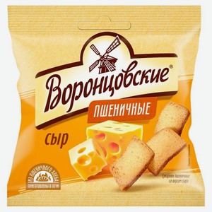 Сухарики пшеничные Воронцовские со вкусом сыра, слайсы, 80г