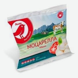 Сыр рассольный АШАН Красная птица Моцарелла Мини в воде 45% 125 г
