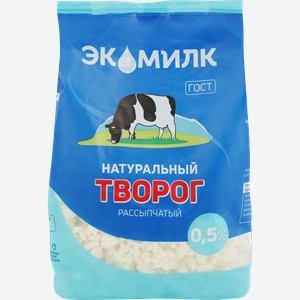 Творог рассыпчатый ЭКОМИЛК натуральный обезжиренный, 350г