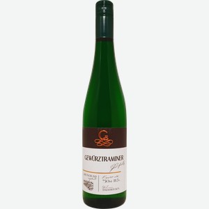 Вино GEWURZTRAMINER ординарное сортовое белое полусухое, 0.75л