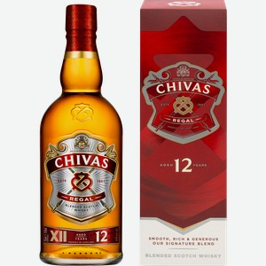 Виски CHIVAS REGAL Шотландский купажированный 12 лет 40%, п/у/без п/у, 0,75л