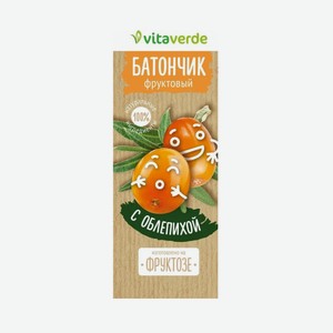 Vitaverde Батончик фруктовый неглазированный с облепихой на фруктозе 30 г