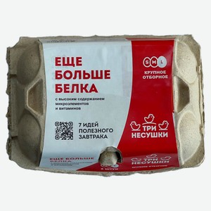 Яйца куриное «Три несушки» СО белое, 6 шт