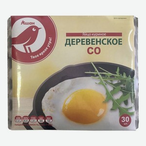 Яйца куриные АШАН Красная птица Деревенские С0 белое, 30 шт